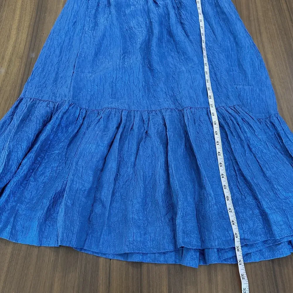 Sea New York‎ Blue Siya Dress, Silk, Smocked Midi Tiered, Spring, Resort, XL - Picture 13 of 13